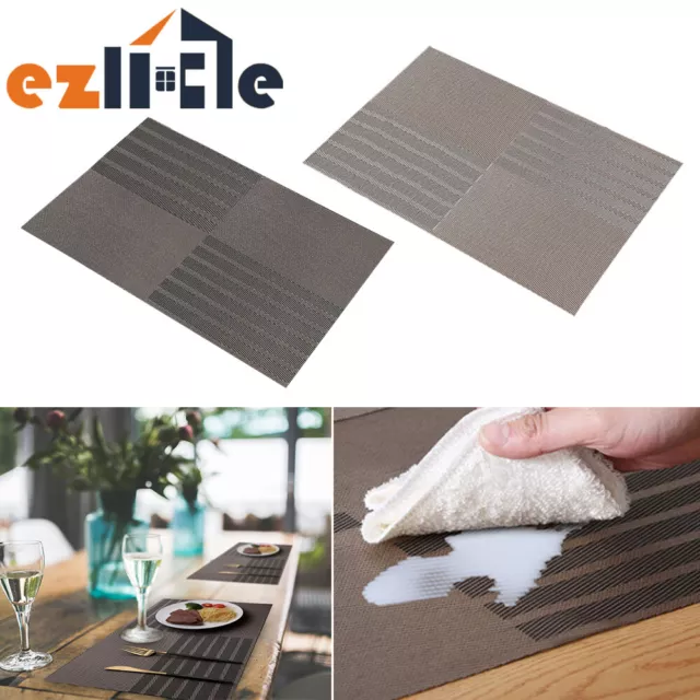 UP to 6pcs Waterproof Dining Table Mat Pad Placemat PVC Insulation Tableware