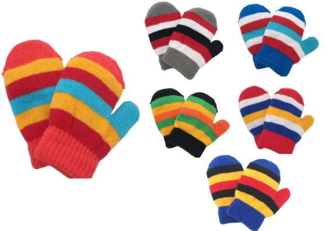 Children KIDS Toddler Unisex Soft Warm MULTI COLOR MITTEN Gloves w/Lining  0-3