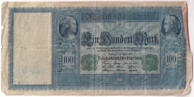 Germany banknote - 100 hundert mark - year 1910 - green seal - free shipping