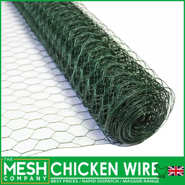 25mm GREEN PVC Chicken Wire Netting Mesh Net Rabbit Aviary Fence 10m x 1200mm