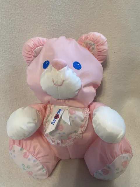 1994 Vintage Plush Fisher-Price Puffalump Pink Rattle Bear Toy Stuffed Animal