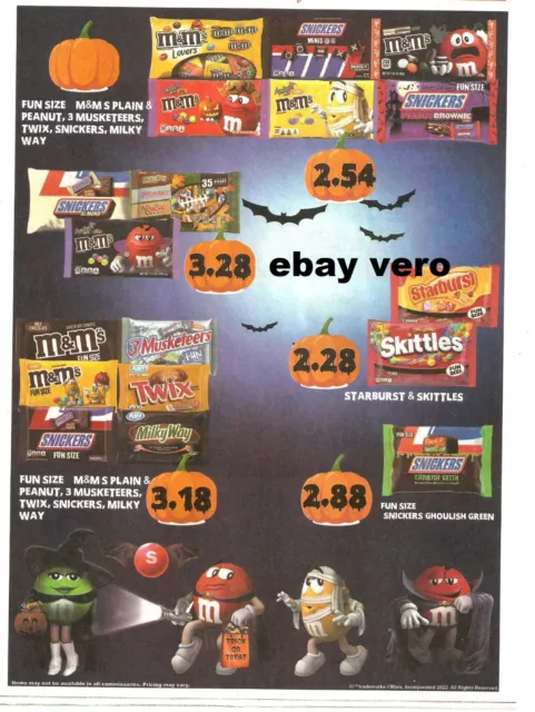 print ad M&M's HALLOWEEN 2022 mms M&M candy advert yellow green red BAT