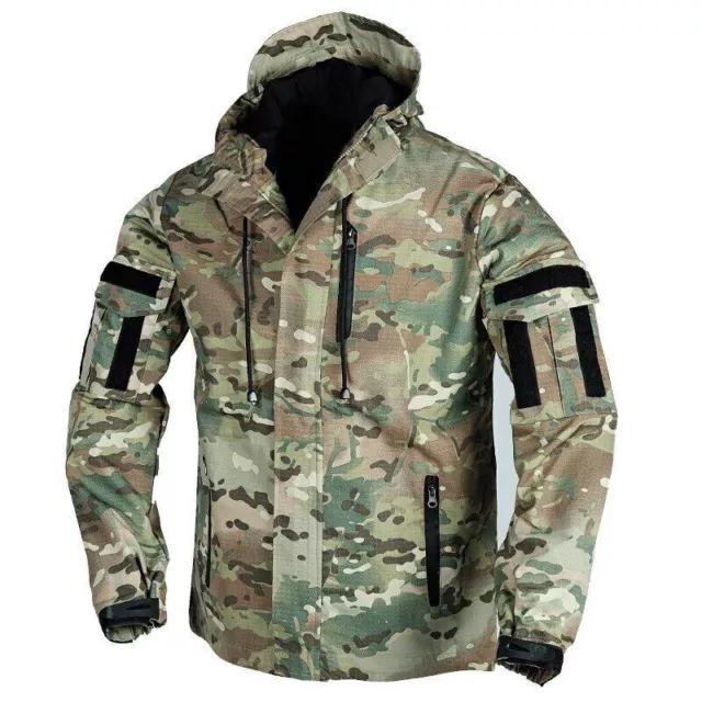 Mens Military Tactical Jacket Waterproof Camouflage Combat Jackets Hiking Hooded 2