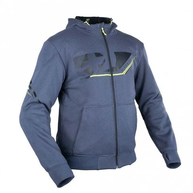 Felpa con cappuccio Oxford uomo super 2.0 corazzata da moto (grigio/giallo fluo)