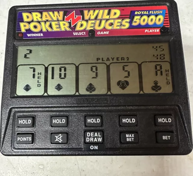 Radica Draw Poker Royal Flush 5000 Hand Held Electronic Game Model 1414 Tested