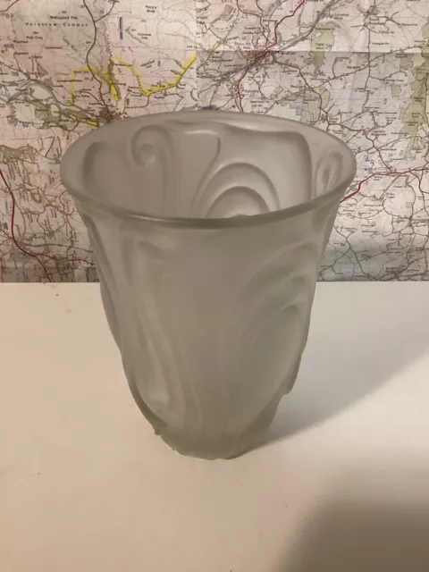 Vintage European Frosted Glass Art Deco Vase 3
