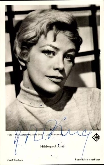 Ak Schauspielerin Hildegard Knef, Portrait, Autogramm, UFA Film - 10917708