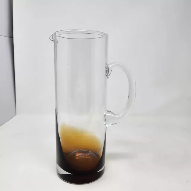 Mid Century Modern Cylinder Glass Pitcher Brown Amber Ombre Affect