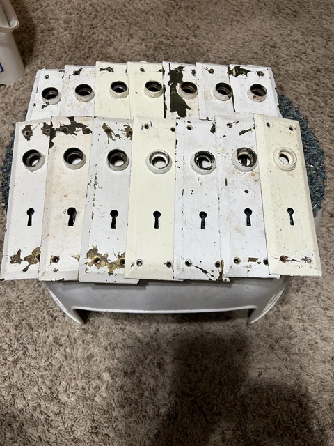 Antique Vintage Brass Door Plates - Lot Of 14 - 7 Sets