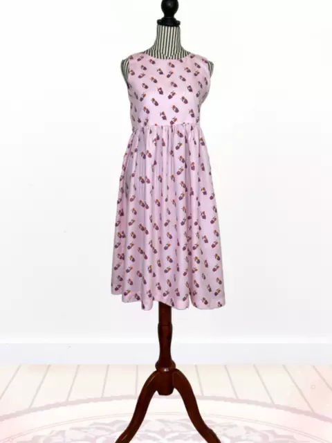 VINTAGE 90S DOES 70s pink boho floral hippie babydoll mini sun dress ...