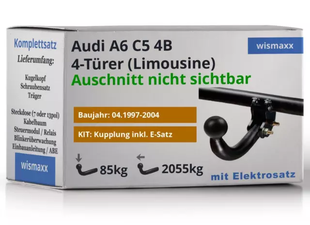 ANHÄNGERKUPPLUNG starr für Audi A6 C5 4Tür 97-04 +13polig E-Satz spezifisch