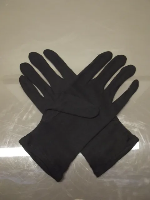 1 Pair Black Gloves, Coin, Paper Currency,  Inspection 100% Cotton, Size L