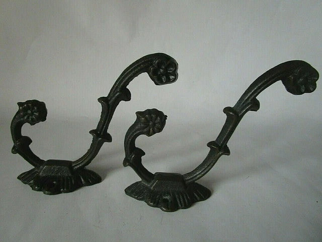 Vintage Victorian Style Coat Hat Hook Cast Iron Lot of 2