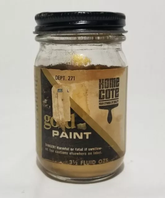 Vintage Home Cote Gold Paint Jar 1/2 Full