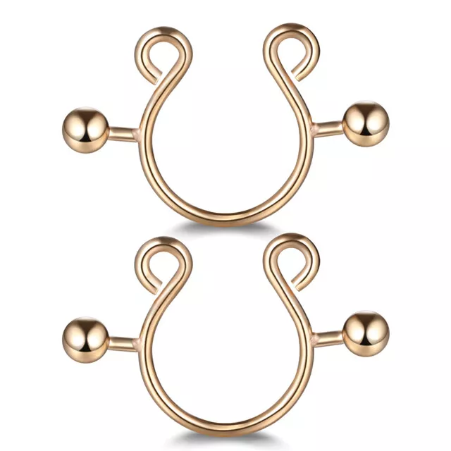 2pcs Rose Gold Sexy non Piercing Clip on nipple rings Jewelry for Women