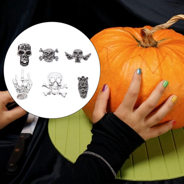 60 piezas Halloween Calavera Uñas Dijes Mano Arte en Uñas Decoraciones Hágalo usted mismo Adorno