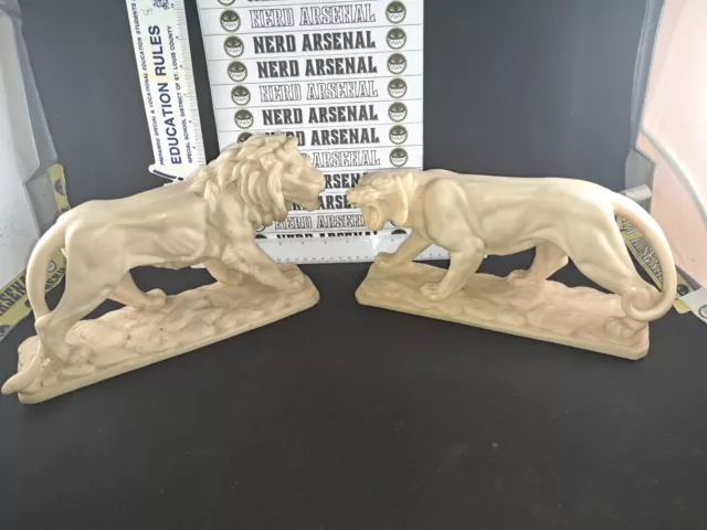 vintage lion statues book ends made in mexico