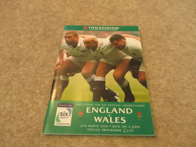 England v Wales Saturday 4th March 2000 6 Nations Match Programme