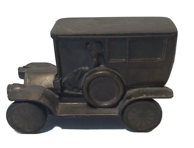 VINTAGE DIECAST 1908 Antique Car Bank Banthrico Co Spinning Wheels $16.