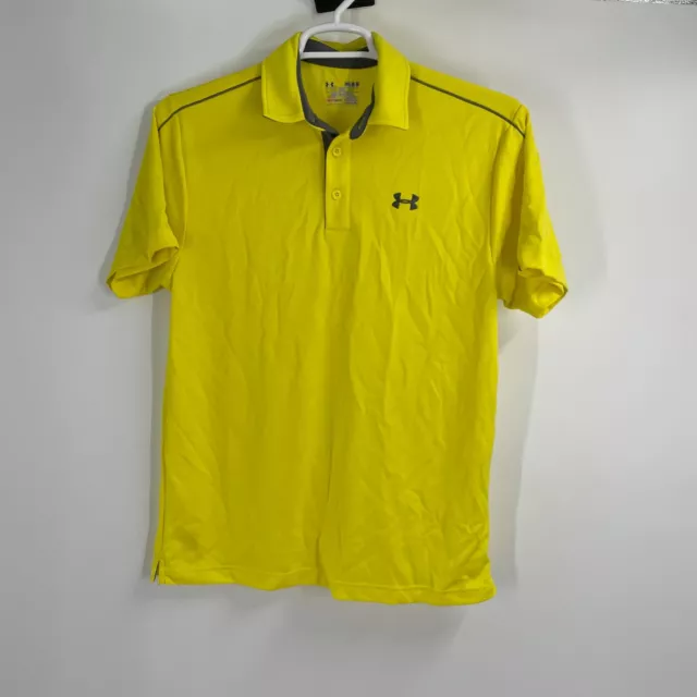 UNDER ARMOUR UA Polo Shirt Heatgear Loose Fit Yellow Grey Mens Medium M ...