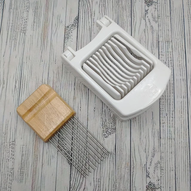 PAMPERED CHEF EGG Strawberry Mushroom Slicer Plus 1182 & Wood Onion