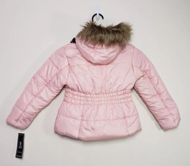 Rothschild Girls 6X Pink Blush Wt Scarf Puffer Hoodie Zip Pockets Jacket NWT 2