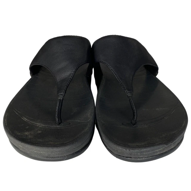 Fitflop MicroWobbleboard Thong Platform Wedge Sandals Womens Sz 10 Black 288-001 3