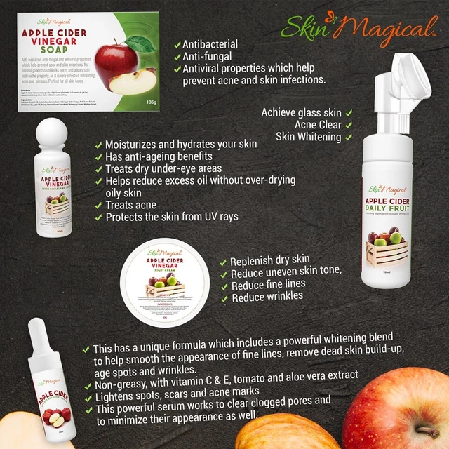 SKIN MAGICAL APPLE Cider Vinegar FOAM WASH TONER SERUM SOAP