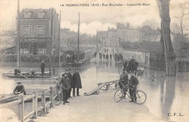 Cpa 94 Creteil / Saint Maur / Inondations 1910 / Rue Machefer