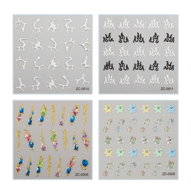 4 Sheets 5D Nail Stickers Nail Art Self-Adhesive Nail Art Supplies for Nail