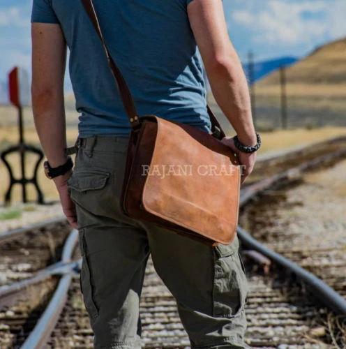 Bag Leather Shoulder Laptop Men's Messenger Travel Men Crossbody Satchel Genuine