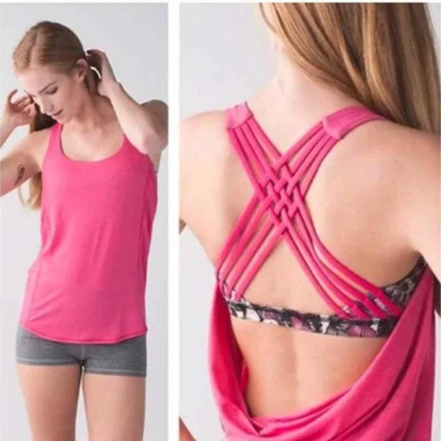 Lululemon Wild Tank Top Bon Bon Pink So Fly Butterfly Angel Wing Luon Sz 4