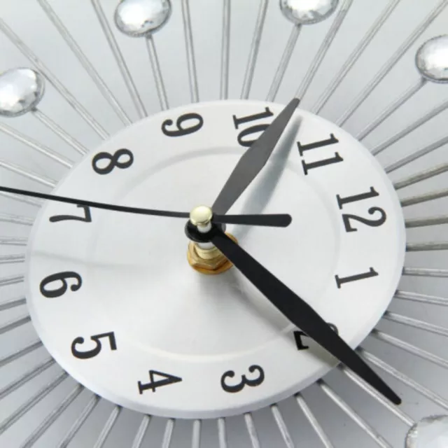 Handcrafted Diamante Clock Jeweled Crystal Daisy Silver Wall Clock 33cm 3