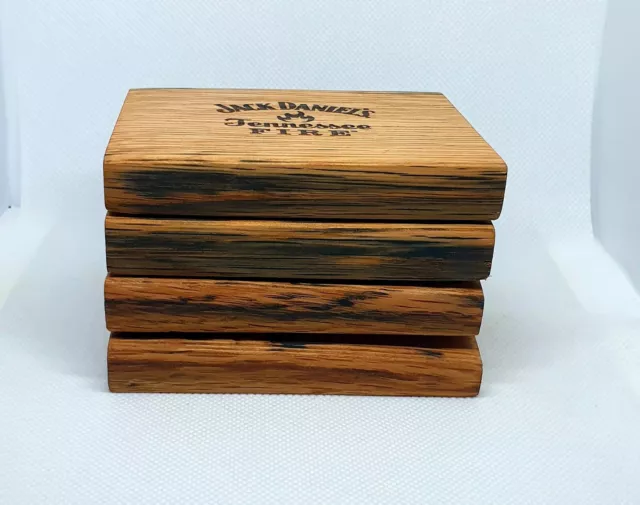 Jack Daniel's Coasters # 4 x Jack Daniel's Oak, Hardwood, Whisky Barrel coasters