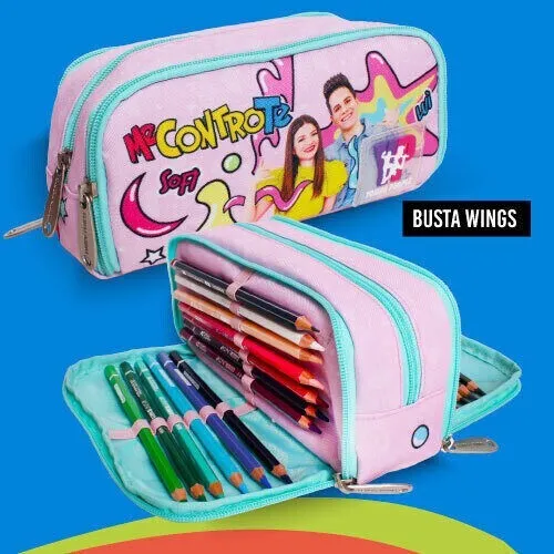 ME CONTRO TE - Astuccio Wings Rosa Scuola con 24 Pastelli Tinta Unita  inclusi EUR 36,90 - PicClick IT