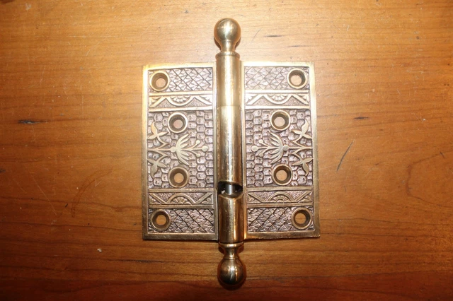 Worn Stunning Antique Cast Bronze 4" X 4" Ornate Victorian Eastlake Hinge D-25