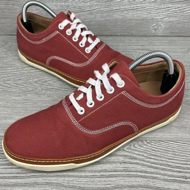 ALLEN EDMONDS PORTER DERBY Men's Size 8 D Canvas Lace Up Sneakers Red
