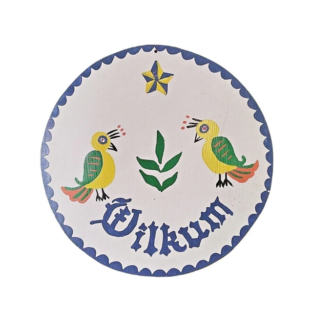 Vintage PA Dutch Welcome Good Luck Hex Distelfink Sign 9”