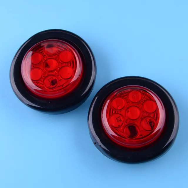 2pcs 2" 12V Car Trailer RV LED Red Round Side Marker Clearance Light Lamp O