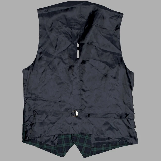 Brooks Brothers Gilet DA UOMO S 38R Blackwatch Navy Verde Plaid 4-Button Lana 7