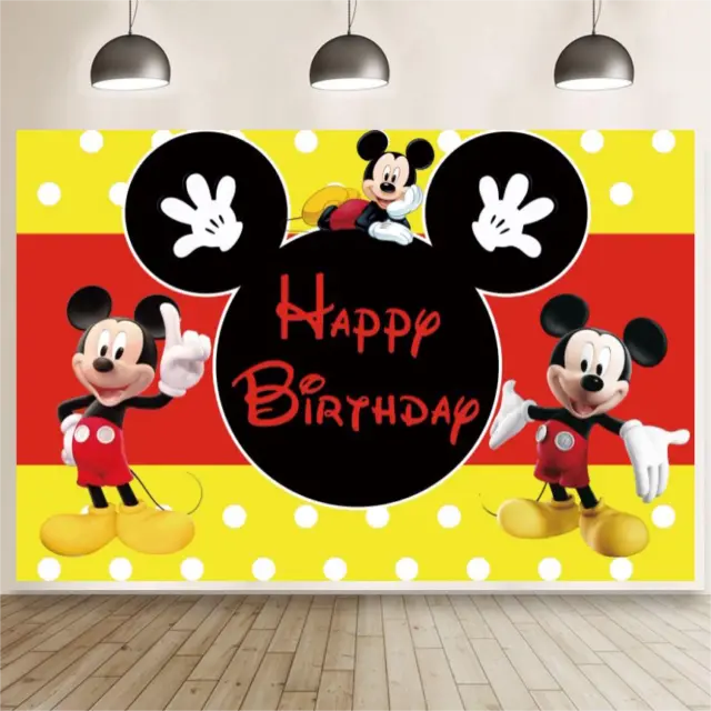 Mickey Mouse Photo Backdrop Baby Shower Birthday Party Background Banner Decor