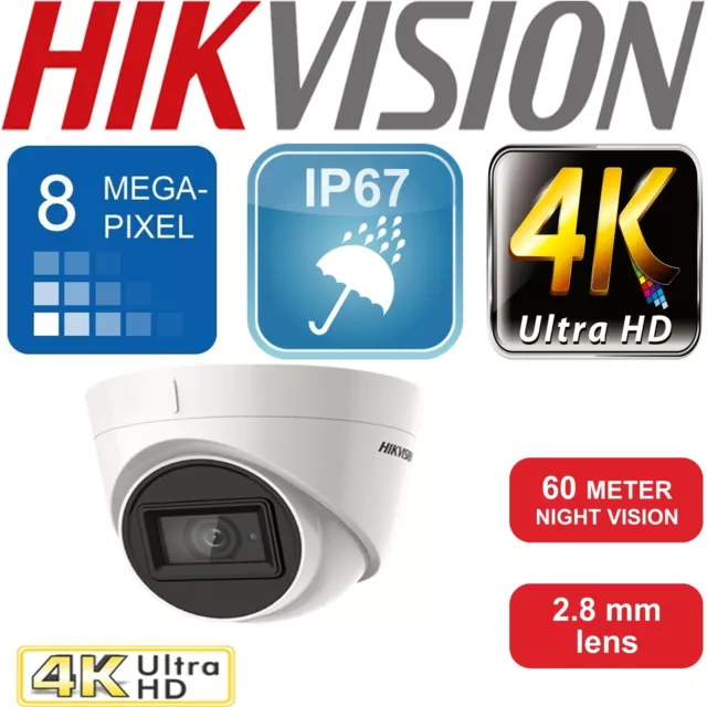 Hikvision 4K 8Mp Cctv Turret Dome Camera 2.8Mm Exir Nightvision Ds-2Ce78U1T-It3F