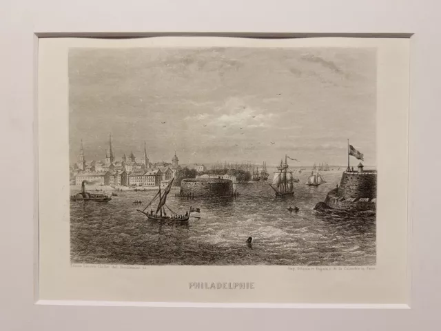 Antiquarische Stahlstich 1858 Philadelphia Pennsylvania USA Amerika ILLUSTRATION