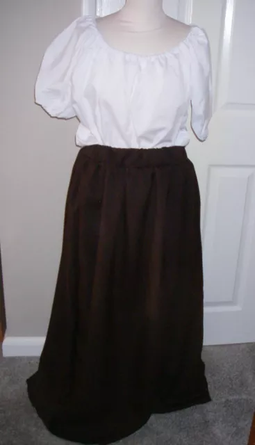 ADULTS LADIES VICTORIAN  COSTUME SKIRT BROWN size 12/18 Elastic Waist LE MISS/