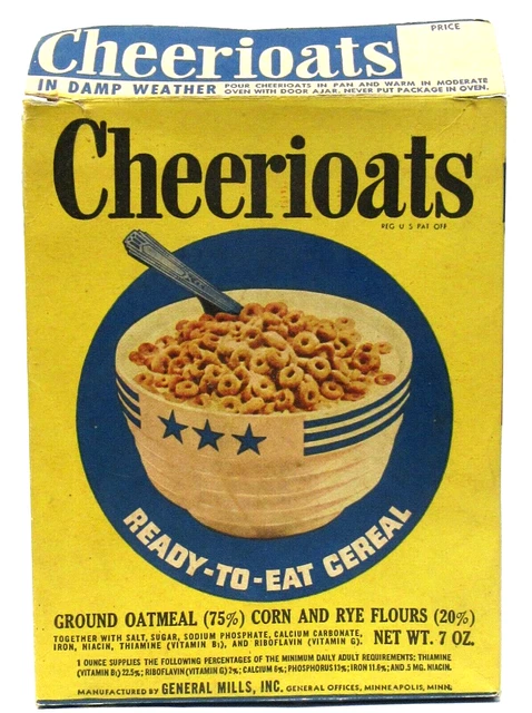 1943 CHEERIOATS Cherri O'Leary comic #8 complete cereal box