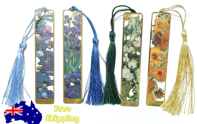 4x Brand New Metal Bookmark Classic Painting Van Gogh Claude Monet Book Marker