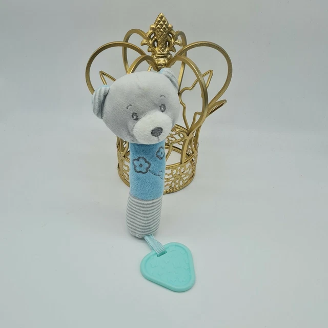 50 - Doudou Ours Peluche Bleu Hochet Tom & Et Kiddy Bisous D'ange