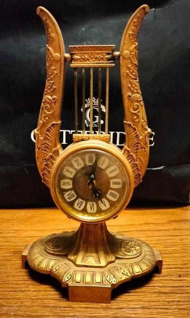 SVEGLIA OROLOGIO da TAVOLO in OTTONE a forma di LIRA Made in Germany