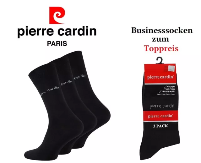 ✅NEU 9-21 Paar Pierre Cardin Socken Herrensocken Strümpfe Business-Socken black