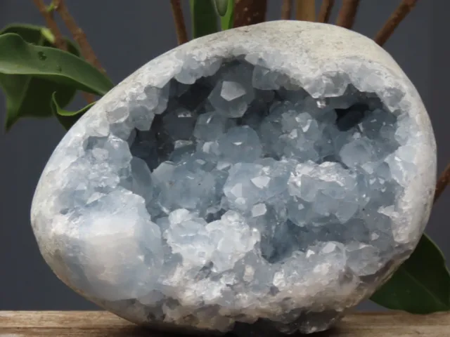 Large Raw Natural Blue Celestite Crystal Egg Shape Display Piece 1.3 kilograms
